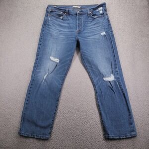 LEVIS Jeans Size 34 Wedgie Straight High Rise Distressed Premium "E" Denim